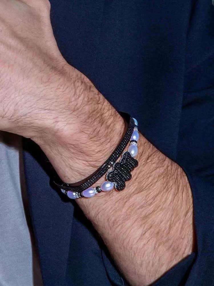 APM Monaco Pearl and Pavé Diamond Bracelet